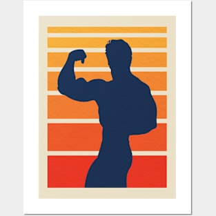 Vintage Body Builder Silhouette Posters and Art